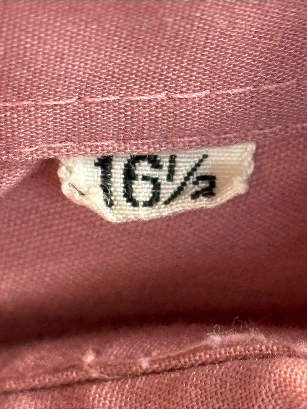 VTG 60s 70s Permanent Press Button up Collared Shirt Park Ave Salmon Pink 16 1/2 - Picture 7 of 13